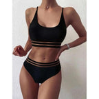 Luxury Women Black Bikini High Waist Swimwear Female 2 Pieces Set Swimsuit Bathing Suit Women Beach Women's High Waisted Bandage Bikini Set Two Piece Push Up Swimsuits Stevvex