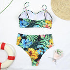 Luxury Women Black Bikini High Waist Swimwear Female 2 Pieces Set Swimsuit Bathing Suit Women Beach Women's High Waisted Bandage Bikini Set Two Piece Push Up Swimsuits Stevvex