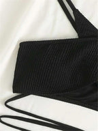 Luxury Women Black Halter Bikinis Women's Halter Bandage Bikini Bottom Push Up Swimsuits Swimsuit Women High Waist String Floral Printed 2 Piece Bathing Suits Solid Color Bikinis Sets Bathing Suit Female Beachwear Stevvex