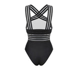 Luxury Women Black Swimsuits Women High Neck One Piece Swimsuits For Women Mesh Bathing Suits Open Back Swimwear One Piece Swimwear For Lady High Neck Bandage Cross Back Swimming Suit Female Holiday Beachwear Stevvex
