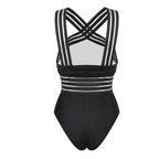 Luxury Women Black Swimsuits Women High Neck One Piece Swimsuits For Women Mesh Bathing Suits Open Back Swimwear One Piece Swimwear For Lady High Neck Bandage Cross Back Swimming Suit Female Holiday Beachwear Stevvex