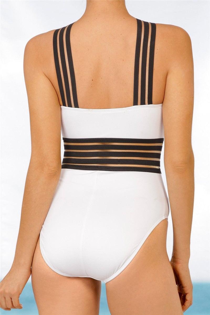 Luxury Women Black Swimsuits Women High Neck One Piece Swimsuits For Women Mesh Bathing Suits Open Back Swimwear One Piece Swimwear For Lady High Neck Bandage Cross Back Swimming Suit Female Holiday Beachwear Stevvex