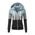 Luxury Women Patchwork  Hoodie Spring Autumn Slim Hooded Jacket Fashion Long Sleeve Drawstring Pocket Hoodies Sweatshirts Women's  Hoodie Color Block Casual Pullover Hoodie Stevvex