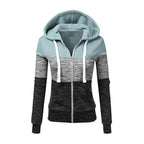 Luxury Women Patchwork  Hoodie Spring Autumn Slim Hooded Jacket Fashion Long Sleeve Drawstring Pocket Hoodies Sweatshirts Women's  Hoodie Color Block Casual Pullover Hoodie Stevvex