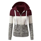 Luxury Women Patchwork  Hoodie Spring Autumn Slim Hooded Jacket Fashion Long Sleeve Drawstring Pocket Hoodies Sweatshirts Women's  Hoodie Color Block Casual Pullover Hoodie Stevvex