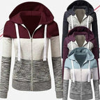Luxury Women Patchwork  Hoodie Spring Autumn Slim Hooded Jacket Fashion Long Sleeve Drawstring Pocket Hoodies Sweatshirts Women's  Hoodie Color Block Casual Pullover Hoodie Stevvex