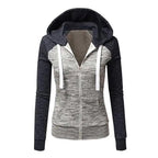 Luxury Women Patchwork  Hoodie Spring Autumn Slim Hooded Jacket Fashion Long Sleeve Drawstring Pocket Hoodies Sweatshirts Women's  Hoodie Color Block Casual Pullover Hoodie Stevvex