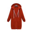 Luxury Women's Autumn Winter Thickening Hoodies Leisure Loose Hooded Jackets Pockets Plus Size Sweatshirt Sports Dresses Outwear Women's Hooded Flannel Jacket Casual Fleece Windbreaker Hoodie Stevvex
