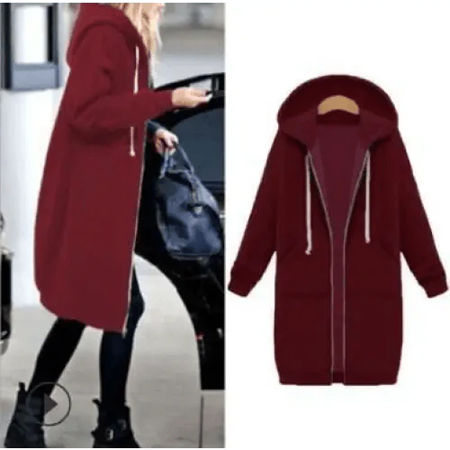 Luxury Women's Autumn Winter Thickening Hoodies Leisure Loose Hooded Jackets Pockets Plus Size Sweatshirt Sports Dresses Outwear Women's Hooded Flannel Jacket Casual Fleece Windbreaker Hoodie Stevvex