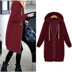 Luxury Women's Autumn Winter Thickening Hoodies Leisure Loose Hooded Jackets Pockets Plus Size Sweatshirt Sports Dresses Outwear Women's Hooded Flannel Jacket Casual Fleece Windbreaker Hoodie Stevvex