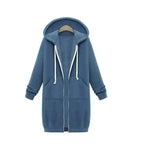 Luxury Women's Autumn Winter Thickening Hoodies Leisure Loose Hooded Jackets Pockets Plus Size Sweatshirt Sports Dresses Outwear Women's Hooded Flannel Jacket Casual Fleece Windbreaker Hoodie Stevvex