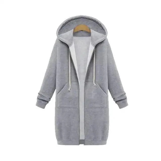 Luxury Women's Autumn Winter Thickening Hoodies Leisure Loose Hooded Jackets Pockets Plus Size Sweatshirt Sports Dresses Outwear Women's Hooded Flannel Jacket Casual Fleece Windbreaker Hoodie Stevvex