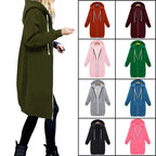 Luxury Women's Autumn Winter Thickening Hoodies Leisure Loose Hooded Jackets Pockets Plus Size Sweatshirt Sports Dresses Outwear Women's Hooded Flannel Jacket Casual Fleece Windbreaker Hoodie Stevvex