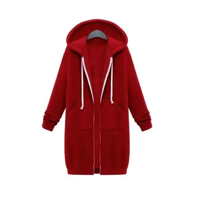 Luxury Women's Autumn Winter Thickening Hoodies Leisure Loose Hooded Jackets Pockets Plus Size Sweatshirt Sports Dresses Outwear Women's Hooded Flannel Jacket Casual Fleece Windbreaker Hoodie Stevvex