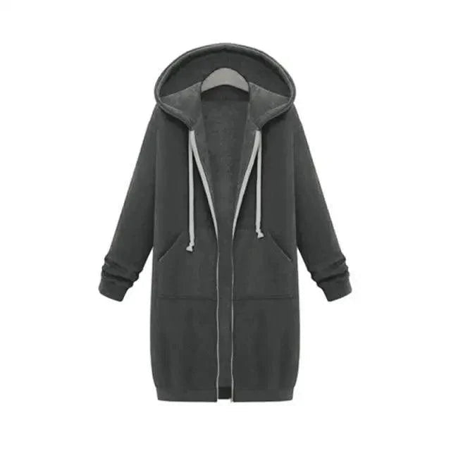 Luxury Women's Autumn Winter Thickening Hoodies Leisure Loose Hooded Jackets Pockets Plus Size Sweatshirt Sports Dresses Outwear Women's Hooded Flannel Jacket Casual Fleece Windbreaker Hoodie Stevvex