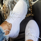Luxury Women Sneakers Casual Comfortable Mesh Lace-Up Ladies Sport Shoes Chunky Women's Vulcanized Elegant Sneakers Platform Shoes Flats Solid Casual Spring Summer Sneakers Stevvex