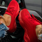 Luxury Women Sneakers Casual Comfortable Mesh Lace-Up Ladies Sport Shoes Chunky Women's Vulcanized Elegant Sneakers Platform Shoes Flats Solid Casual Spring Summer Sneakers Stevvex