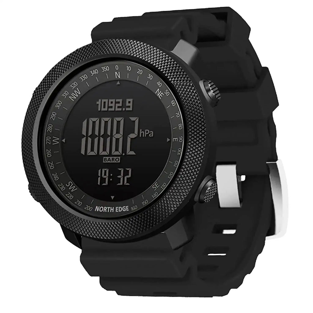 HOOSHU Tactical Watches for Men Digital Outdoor Survival Military Rock Solid Digital Watches with Durable Band Steps Tracker Pedometer Calories Apache (Silica Black)