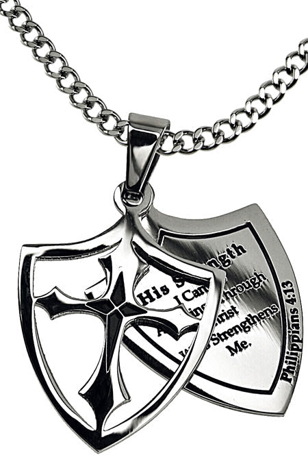 Two Piece Shield Cross Necklace KingdomWear