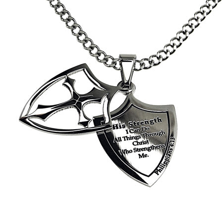 Two Piece Shield Cross Necklace KingdomWear