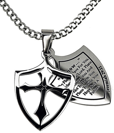 Two Piece Shield Cross Necklace KingdomWear