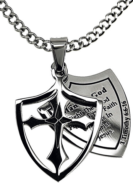 Two Piece Shield Cross Necklace KingdomWear