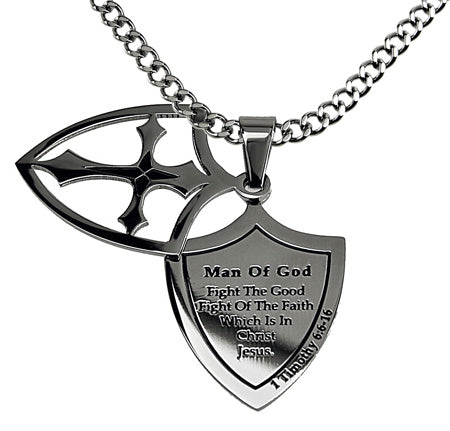 Two Piece Shield Cross Necklace KingdomWear