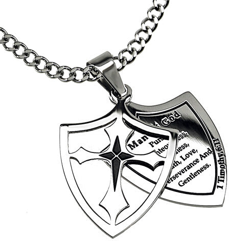 Two Piece Shield Cross Necklace KingdomWear