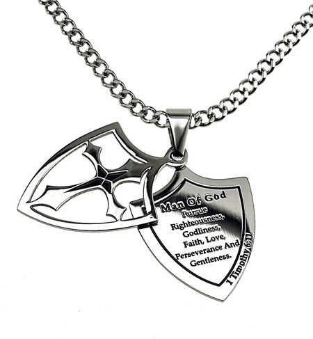 Two Piece Shield Cross Necklace KingdomWear