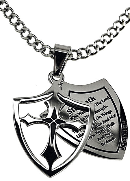 Two Piece Shield Cross Necklace KingdomWear