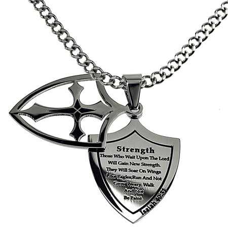 Two Piece Shield Cross Necklace KingdomWear