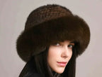 Mink Hair Hat - Lady Braided Fur Winter Hat Pi-Mart