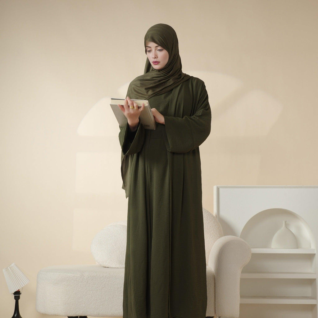 Crepe Pocket Open Abaya 3-Piece Set (MA002) - SJB-DIAMOND ELITES