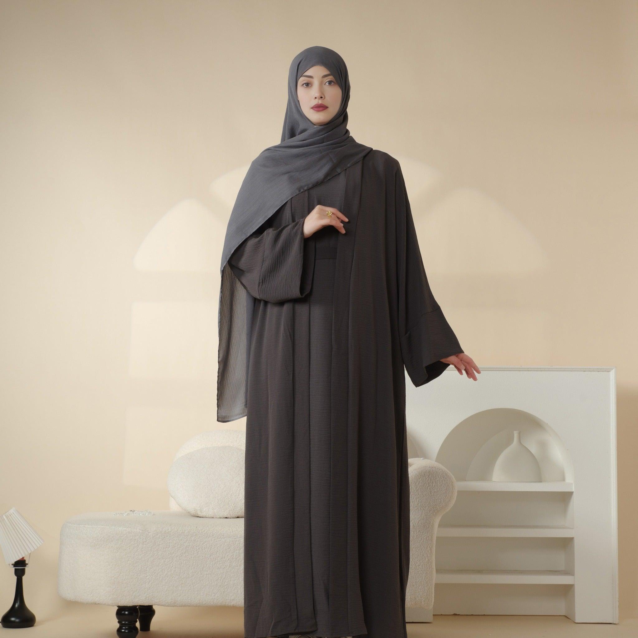 Crepe Pocket Open Abaya 3-Piece Set (MA002) - SJB-DIAMOND ELITES