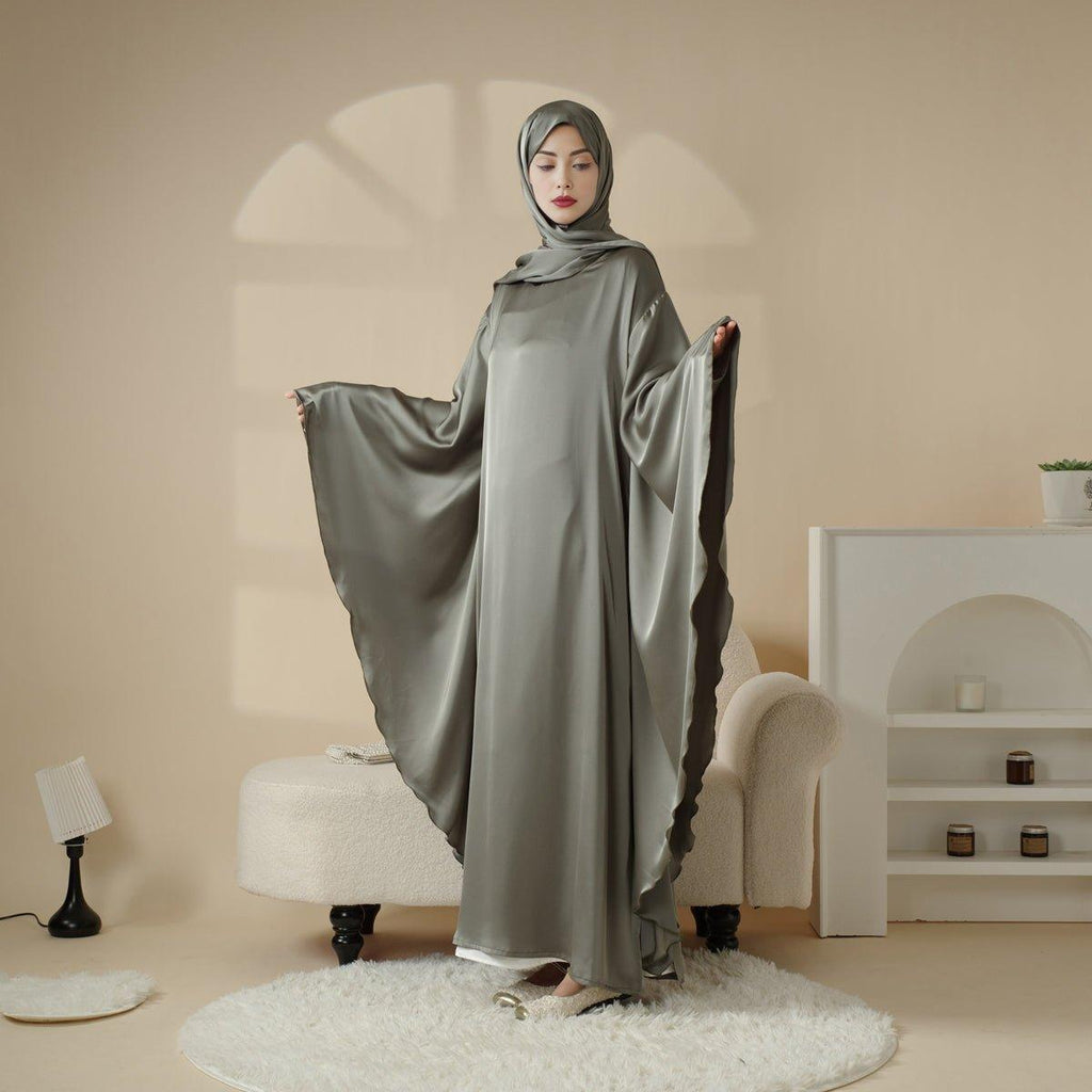 Luxury Satin Floaty Kaftan Abaya With Matching Hijab (MA054) - SJB-DIAMOND ELITES