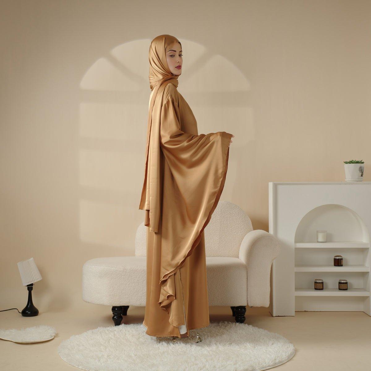 Luxury Satin Floaty Kaftan Abaya With Matching Hijab (MA054) - SJB-DIAMOND ELITES