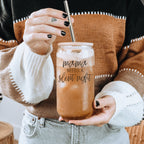Silent Night 17oz Glass Tumbler With Bamboo Lid, 2 Stainless Straws and Cleaner BandsCo Straps