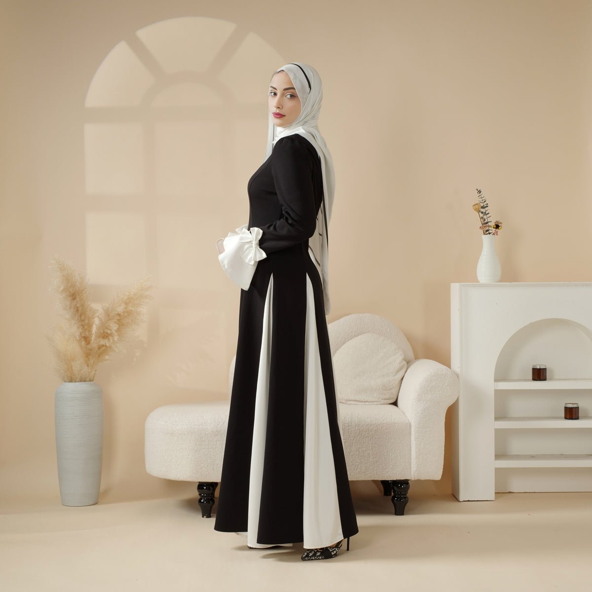 Slim Splicing Abaya With Clashing Colors (MA108)