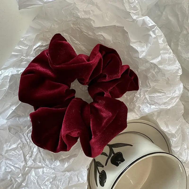 MAC009 hijab scrunchies, velvet flower hair accessories - SJB-DIAMOND ELITES