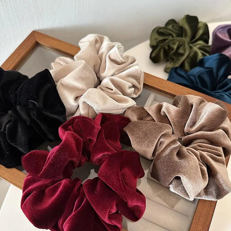MAC009 hijab scrunchies, velvet flower hair accessories - SJB-DIAMOND ELITES