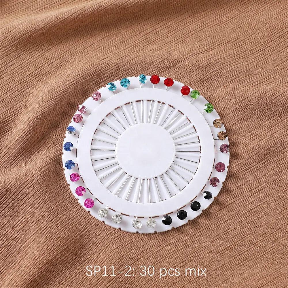 MAC020 Hijab Pin, 30pcs Colorful Crystal Hijab Pins - SJB-DIAMOND ELITES