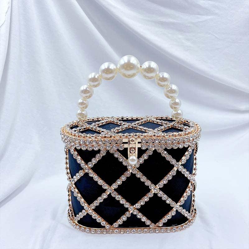 MAC022 Stylish Pearl Diagonal Span Basket Bag Mariam's Collection
