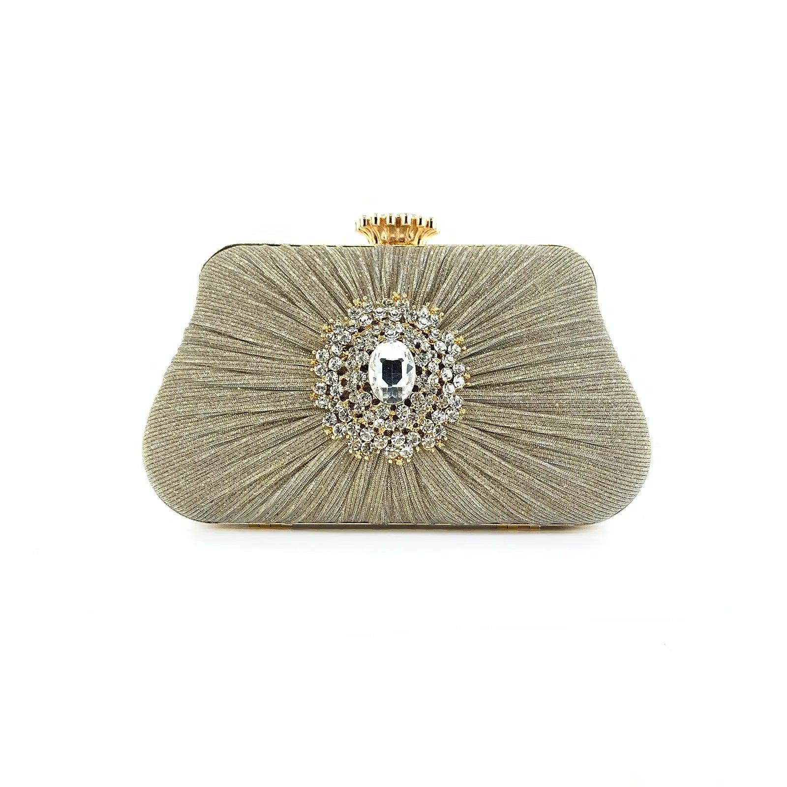 MAC033 Women's Pleated Craft Rhinestone Bag - SJB-DIAMOND ELITES