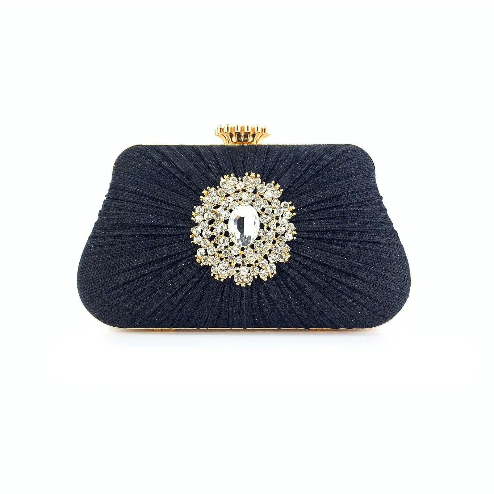 MAC033 Women's Pleated Craft Rhinestone Bag - SJB-DIAMOND ELITES
