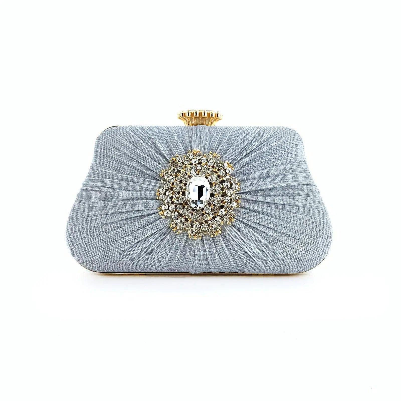 MAC033 Women's Pleated Craft Rhinestone Bag - SJB-DIAMOND ELITES
