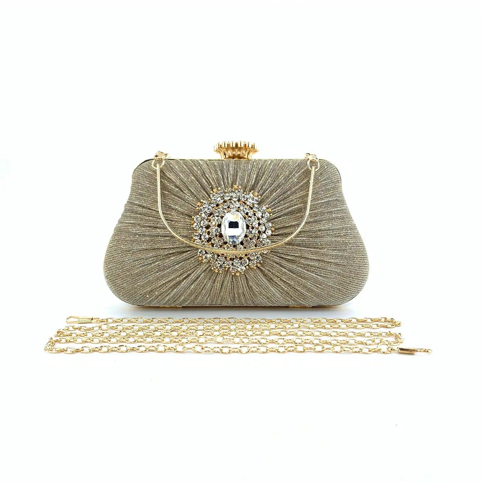 MAC033 Women's Pleated Craft Rhinestone Bag - SJB-DIAMOND ELITES