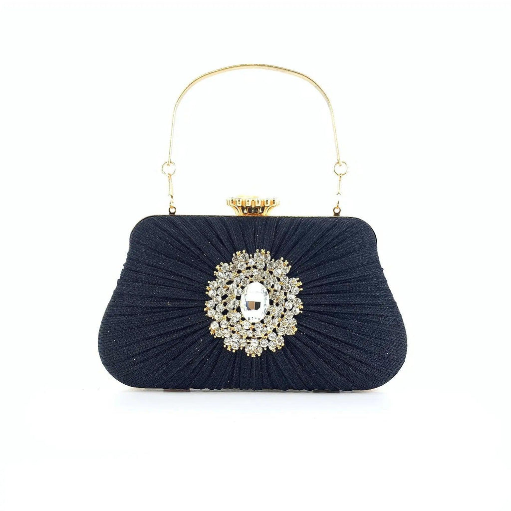 MAC033 Women's Pleated Craft Rhinestone Bag - SJB-DIAMOND ELITES