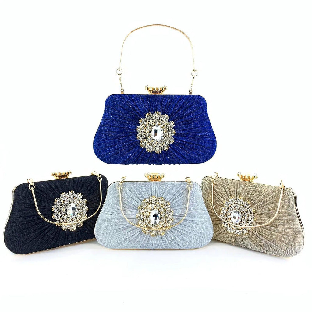 MAC033 Women's Pleated Craft Rhinestone Bag - SJB-DIAMOND ELITES