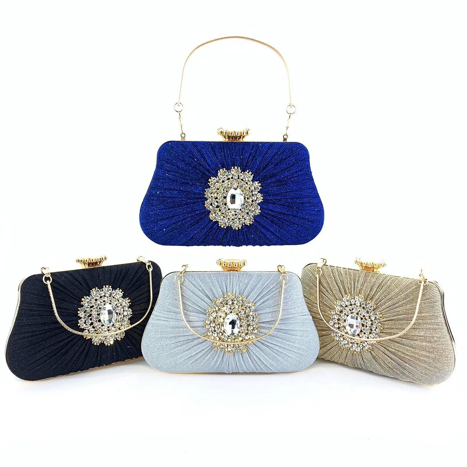 MAC033 Women's Pleated Craft Rhinestone Bag - SJB-DIAMOND ELITES
