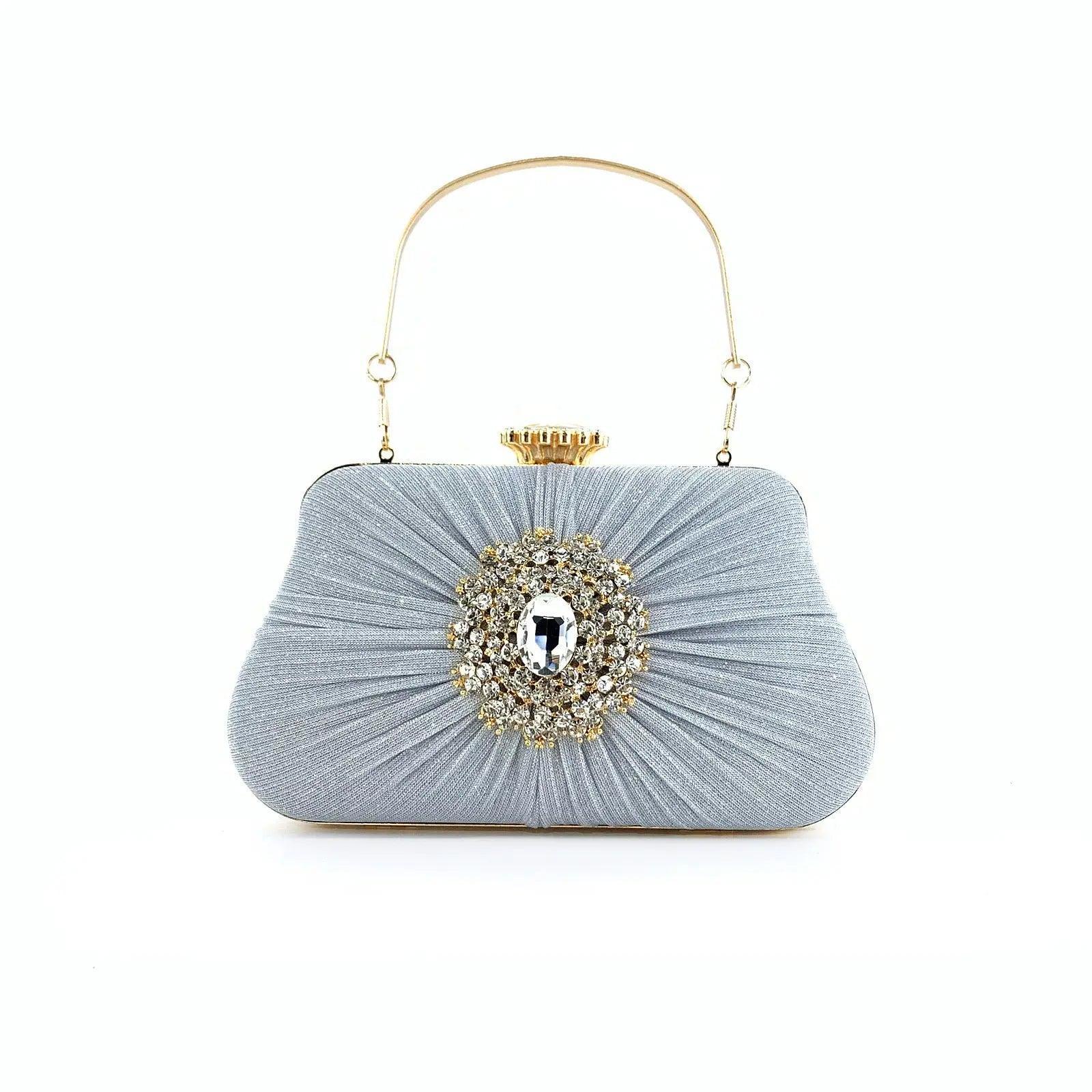 MAC033 Women's Pleated Craft Rhinestone Bag - SJB-DIAMOND ELITES